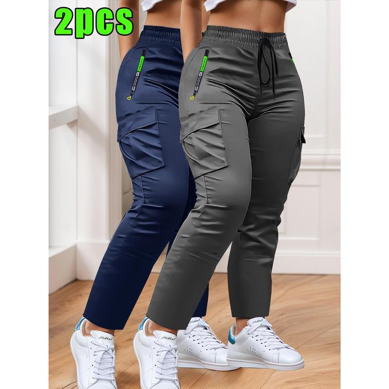 2-teiliges Damen-Arbeitshosen-Set – Nicht dehnbare, lange Hose mit verstellbarem Kordelzugbund für Sport, Outdoor-Aktivitäten und Alltag
