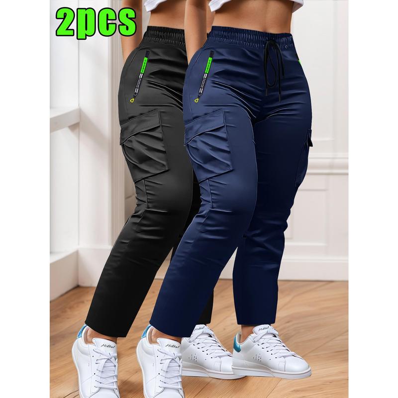2-teiliges Damen-Arbeitshosen-Set – Nicht dehnbare, lange Hose mit verstellbarem Kordelzugbund für Sport, Outdoor-Aktivitäten und Alltag