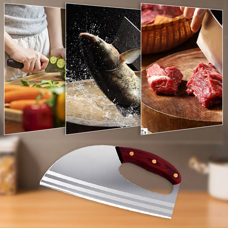 Ergonomisches Küchenmesser – Design mit vorderem Griff, schneidet Gemüse und Fleisch mühelos. Ein durchdachtes Geschenk für Hobbyköche. 🍅🔪