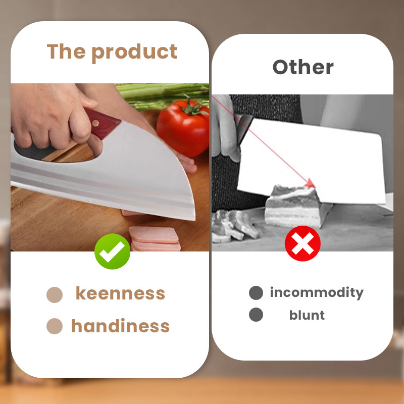 Ergonomisches Küchenmesser – Design mit vorderem Griff, schneidet Gemüse und Fleisch mühelos. Ein durchdachtes Geschenk für Hobbyköche. 🍅🔪