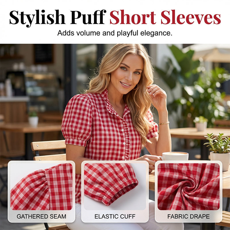 💥Zeitlich begrenzter 49%-Rabatt Geschenk💕Lässiges Damen-Top mit Rüschen und Puffärmeln