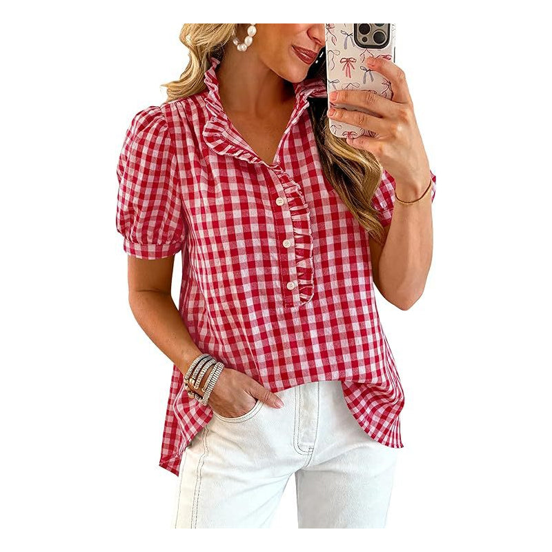 💥Zeitlich begrenzter 49%-Rabatt Geschenk💕Lässiges Damen-Top mit Rüschen und Puffärmeln