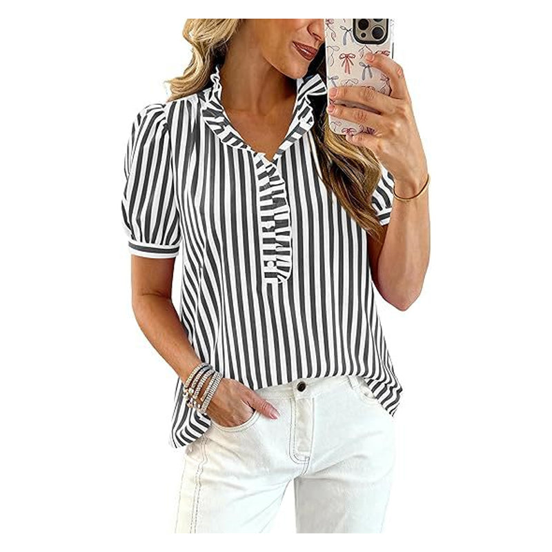 💥Zeitlich begrenzter 49%-Rabatt Geschenk💕Lässiges Damen-Top mit Rüschen und Puffärmeln