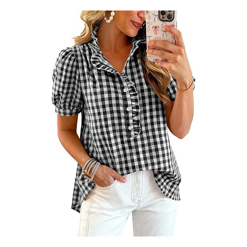 💥Zeitlich begrenzter 49%-Rabatt Geschenk💕Lässiges Damen-Top mit Rüschen und Puffärmeln