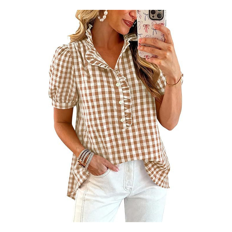 💥Zeitlich begrenzter 49%-Rabatt Geschenk💕Lässiges Damen-Top mit Rüschen und Puffärmeln