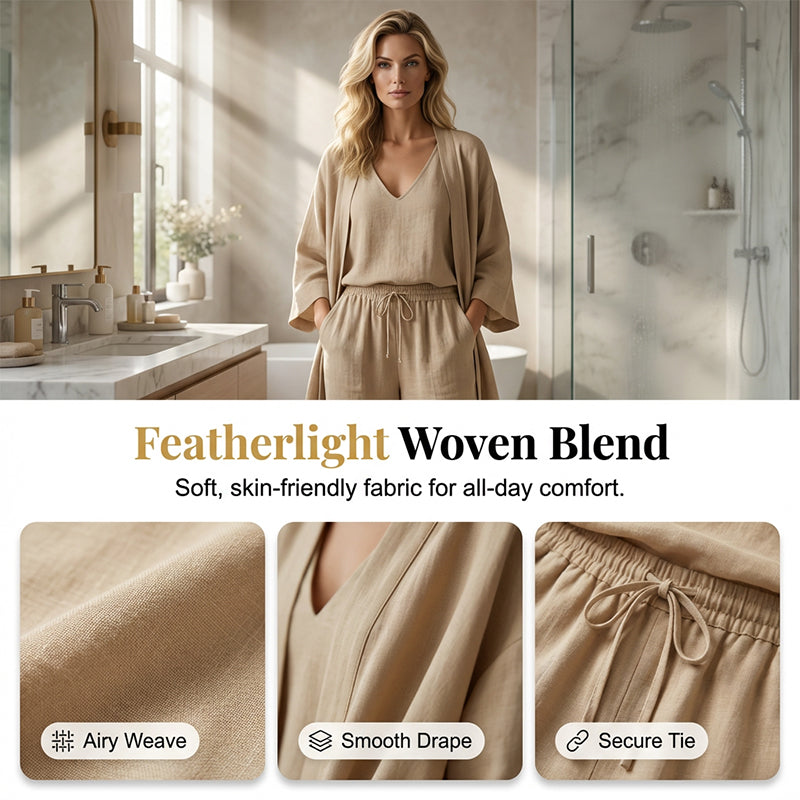🌞Frühlingserwachen: 50% Rabatt!☁️"Pure Serenity" 3-Teiler Lounge-Set: Edle Crinkle-Optik & Fließende Silhouette