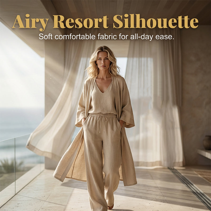 🌞Frühlingserwachen: 50% Rabatt!☁️"Pure Serenity" 3-Teiler Lounge-Set: Edle Crinkle-Optik & Fließende Silhouette