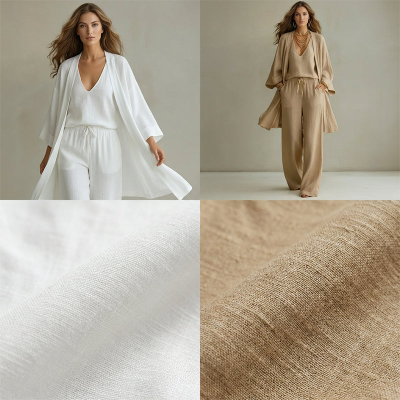 🌞Frühlingserwachen: 50% Rabatt!☁️"Pure Serenity" 3-Teiler Lounge-Set: Edle Crinkle-Optik & Fließende Silhouette