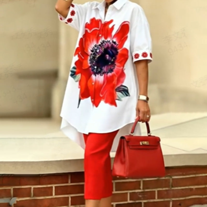 Zweiteiliges Set für Damen mit Blumenmuster