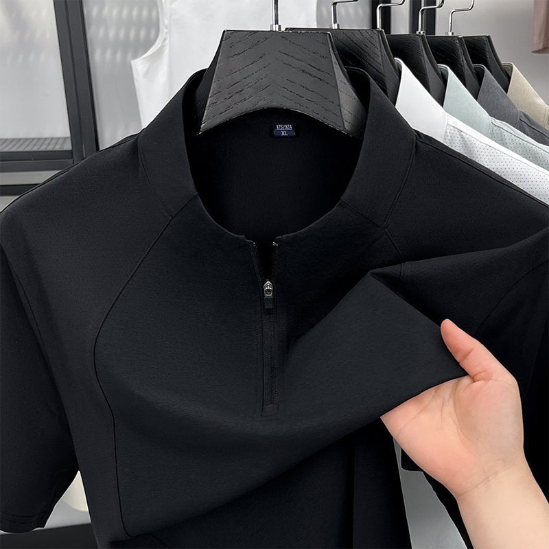 Schnelltrocknendes Sport-T-Shirt mit halbem Reißverschluss für Herren