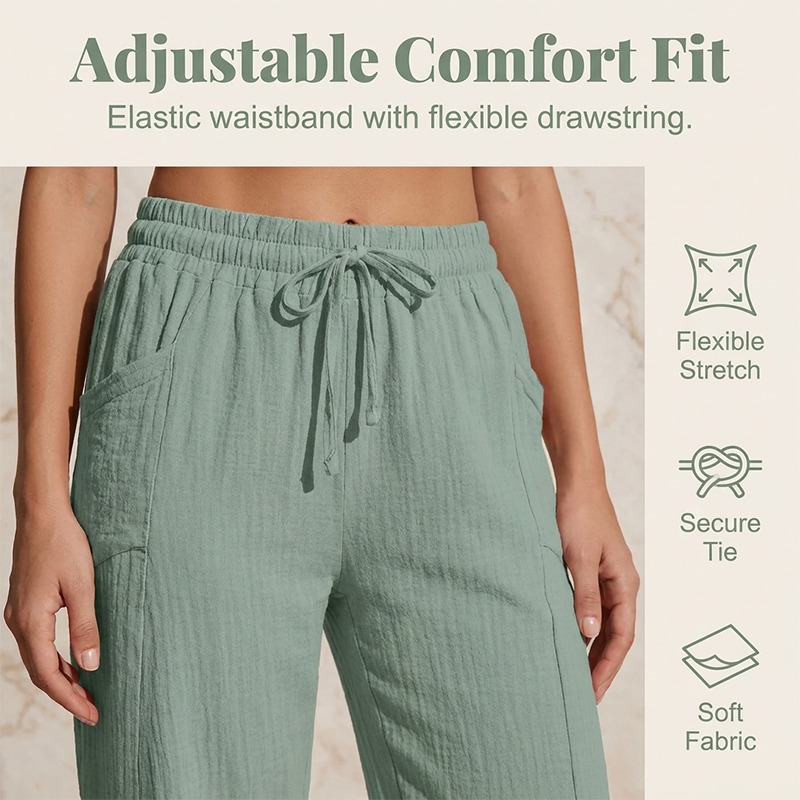 🌿 50% RABATT ✨ Damen Baumwoll-Leinen Hose mit Falten – luftig, bequem & stilvoll 👖