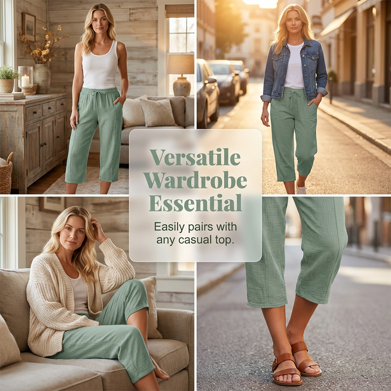 🌿 50% RABATT ✨ Damen Baumwoll-Leinen Hose mit Falten – luftig, bequem & stilvoll 👖