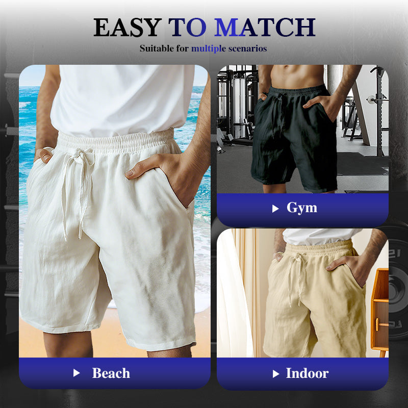 🔥 50% RABATT ⏰Herren-Shorts mit elastischem Kordelzug und einfarbigem Desig