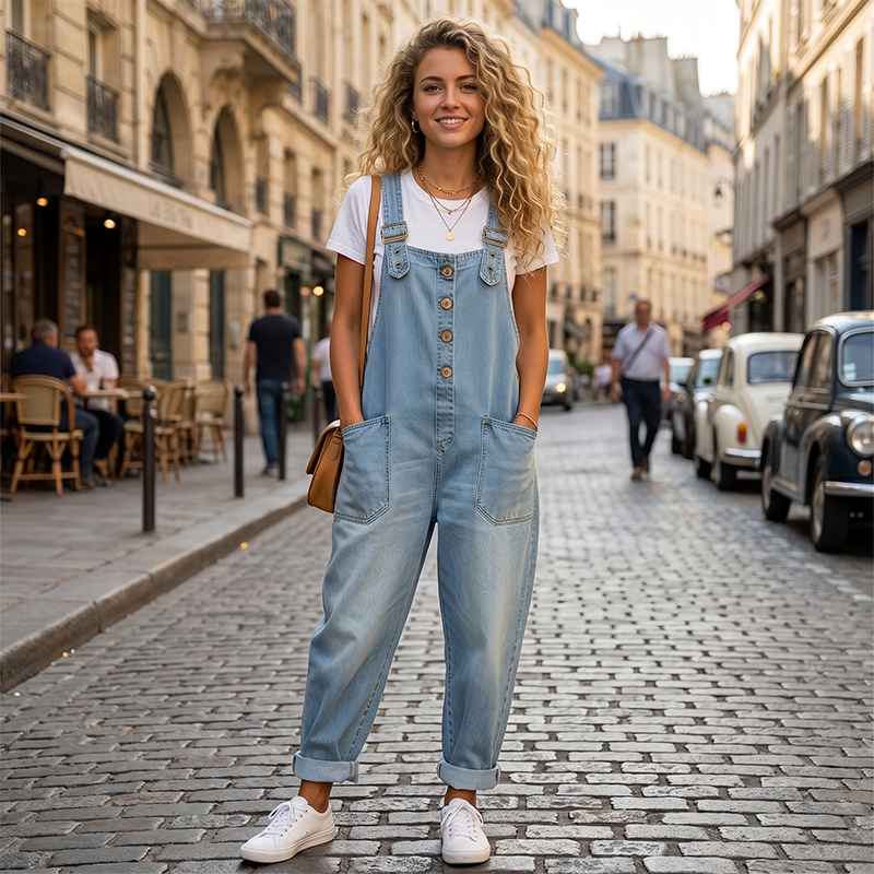 👖🔥 50% RABATT 💥 Damen Baggy Denim Latzhose mit Taschen – lässig, bequem & absolut im Trend ✨