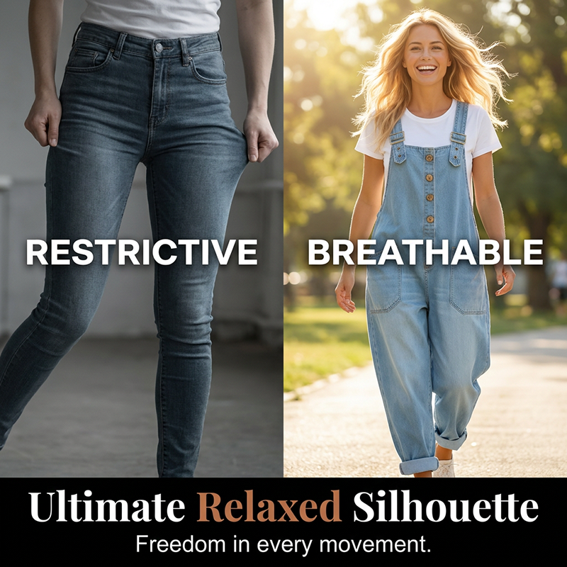 👖🔥 50% RABATT 💥 Damen Baggy Denim Latzhose mit Taschen – lässig, bequem & absolut im Trend ✨