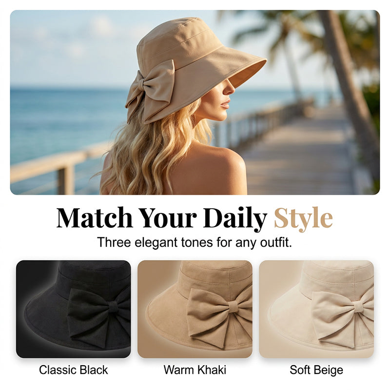 👒 Nur für kurze Zeit: 50 % Rabatt! ✨ Damen-Sonnenhut mit Schleife und breiter Krempe – faltbar, 360°-Schutz 🎀