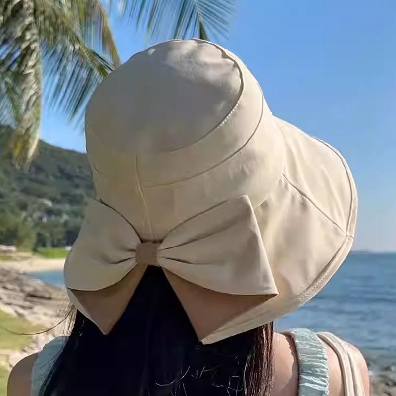 👒 Nur für kurze Zeit: 50 % Rabatt! ✨ Damen-Sonnenhut mit Schleife und breiter Krempe – faltbar, 360°-Schutz 🎀