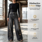 Damenjeans mit weitem Bein und Ösenverzierung