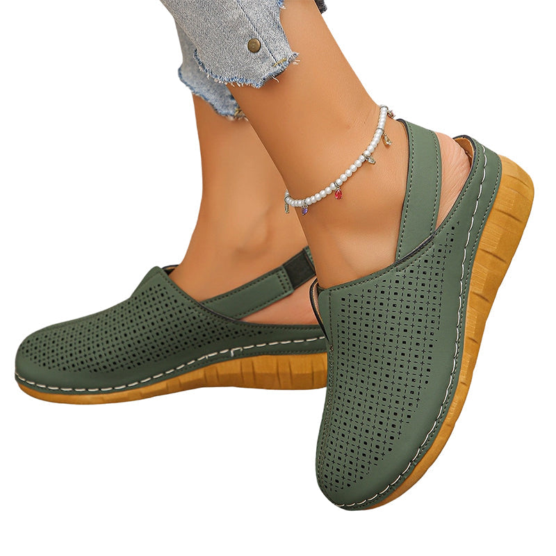 👡Lässige perforierte Keilabsatz-Slingback-Sandalen für Damen✨