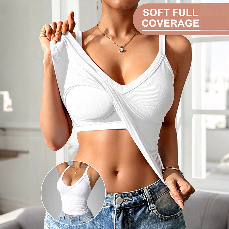 🥳Damen-Tanktop mit schmaler Passform und Polsterung
