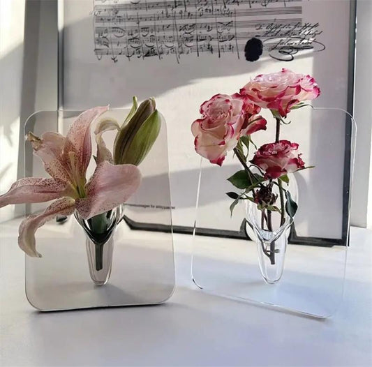 💐 Kreativer Acryl-Bilderrahmen mit Vase – transparentes Design als 2-in-1 Deko-Objekt, ideal für Trockenblumen & Fotos 🖼️