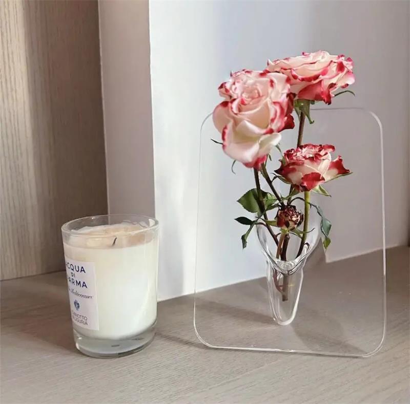 💐 Kreativer Acryl-Bilderrahmen mit Vase – transparentes Design als 2-in-1 Deko-Objekt, ideal für Trockenblumen & Fotos 🖼️