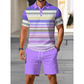 Versandkostenfrei⏰ Nur noch heute 50% Rabatt! 👕 Herren 2-teiliges Freizeit Set mit gestreiftem Polo-Shirt & passenden Shorts, atmungsaktiver weicher Stoff, figurfreundlicher Schnitt für Sommer, Reisen und Alltag ✨