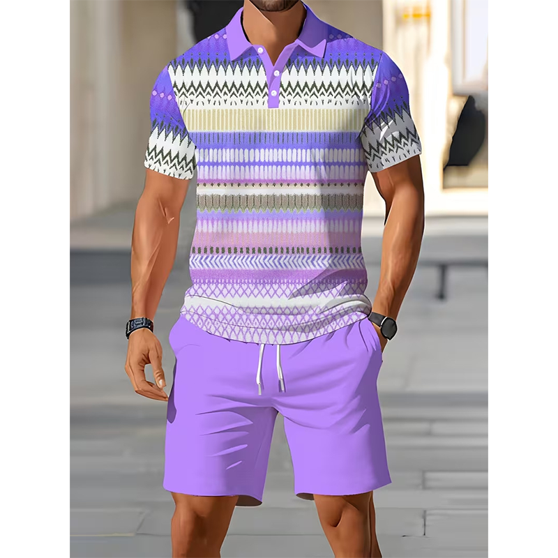 Versandkostenfrei⏰ Nur noch heute 50% Rabatt! 👕 Herren 2-teiliges Freizeit Set mit gestreiftem Polo-Shirt & passenden Shorts, atmungsaktiver weicher Stoff, figurfreundlicher Schnitt für Sommer, Reisen und Alltag ✨