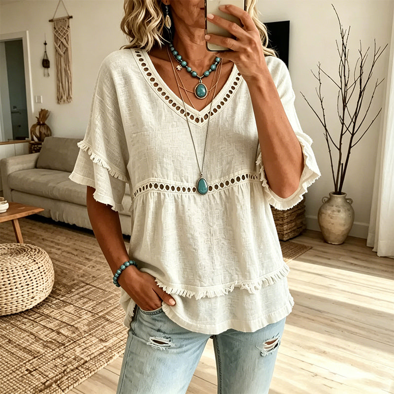 ⏰ Letzte Welle – Lager fast leer – 50% endet jederzeit ✨Bohemian-Top für Damen mit Aussparungen und Fransen