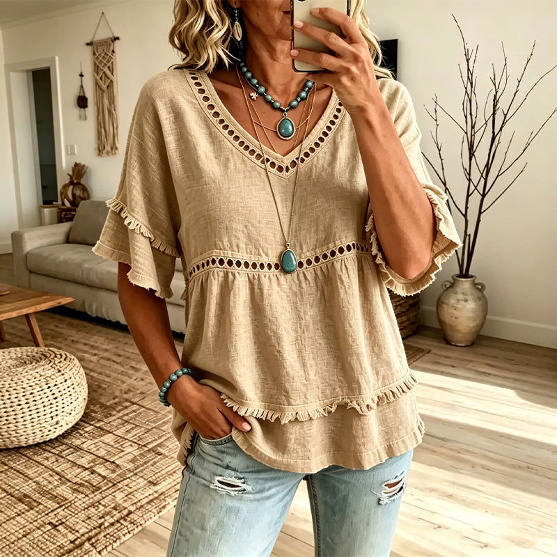 ⏰ Letzte Welle – Lager fast leer – 50% endet jederzeit ✨Bohemian-Top für Damen mit Aussparungen und Fransen
