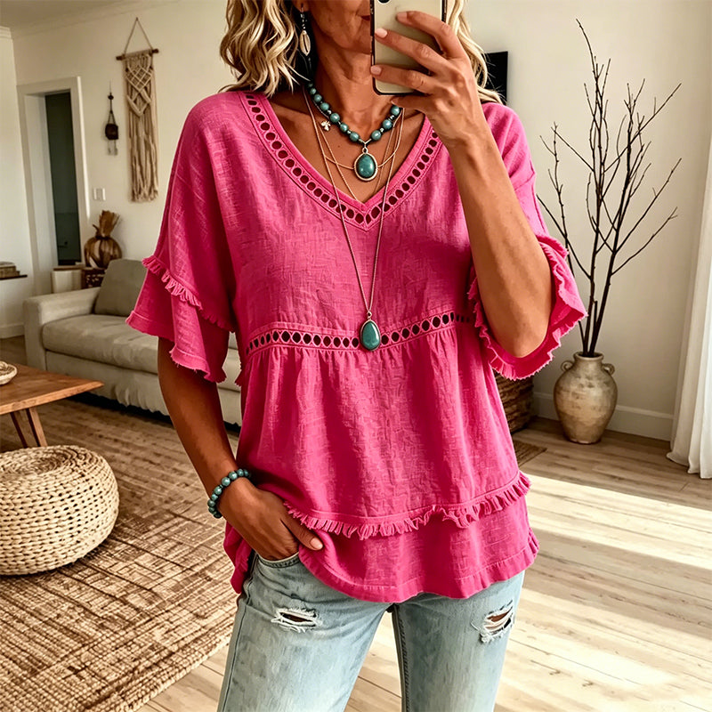 ⏰ Letzte Welle – Lager fast leer – 50% endet jederzeit ✨Bohemian-Top für Damen mit Aussparungen und Fransen