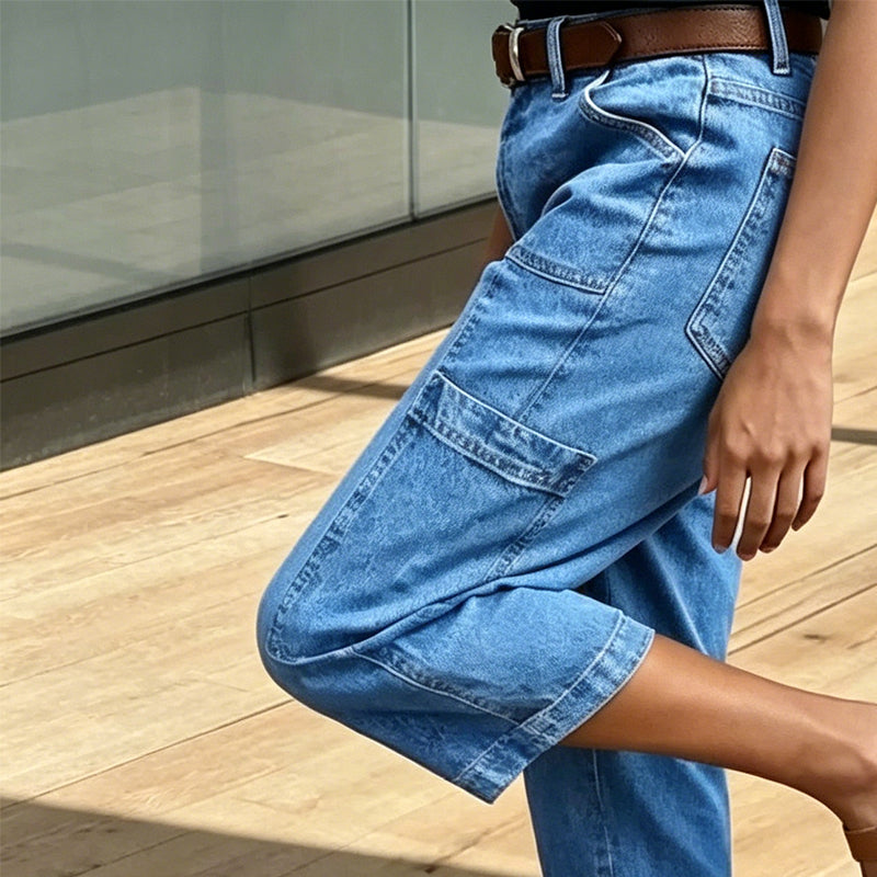 ✈️Versandkostenfrei🔥 Letzter Tag! 50% Rabatt Damen 3/4 Cargo Jeans ✨ Lässige elastische verkürzte Jeans für Alltag & Freizeit