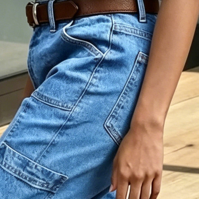 ✈️Versandkostenfrei🔥 Letzter Tag! 50% Rabatt Damen 3/4 Cargo Jeans ✨ Lässige elastische verkürzte Jeans für Alltag & Freizeit