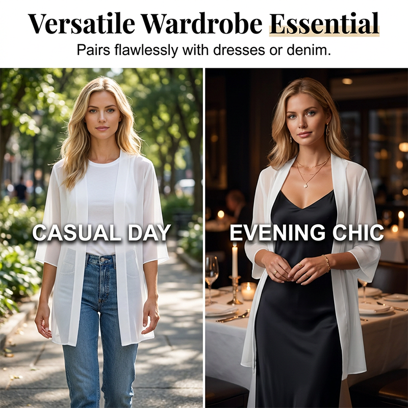🌟 Leichte transparente offene Strickjacke – luftig, vielseitig & perfekt für Layering – ideal für warme Tage, Strand & Freizeit – femininer Look mit eleganter Transparenz
