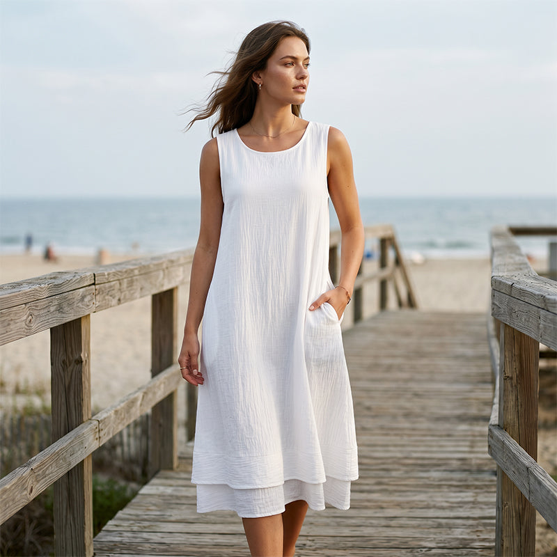 ⌛✨Zeitlich begrenztes Angebot – Ärmelloses Sommerkleid mit Stufenschnitt für Damen