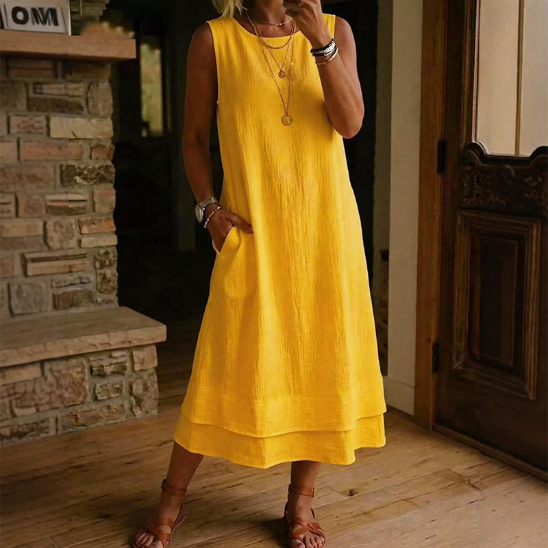 ⌛✨Zeitlich begrenztes Angebot – Ärmelloses Sommerkleid mit Stufenschnitt für Damen