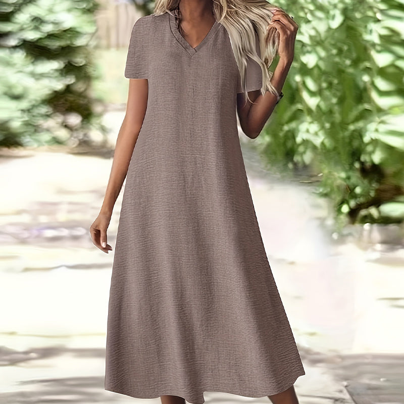 ⌛Zeitlich begrenztes Angebot – Damen Kurzarm V-Ausschnitt Maxikleid