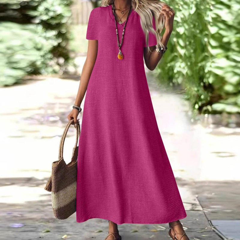 ⌛Zeitlich begrenztes Angebot – Damen Kurzarm V-Ausschnitt Maxikleid