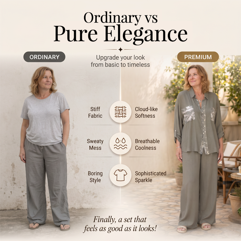 ⭐ 4,9 Sterne – nicht ohne Grund! Set aus Pailletten-Bluse und Hose mit weitem Bein für Damen