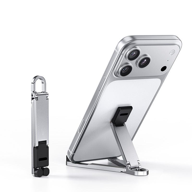 📱 Mini-Aluminium-Handyhalter mit Schlüsselanhänger – klappbarer Tischständer – kompakt, leicht & vielseitig – perfekt für unterwegs, Büro & Reisen – ideal für Videoanrufe, Filme & Lesen