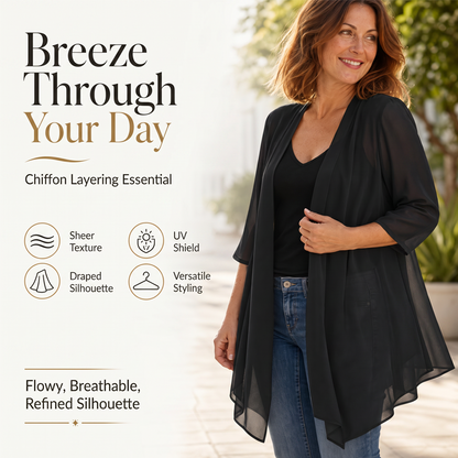 📢📢 Alle tragen es – noch nicht? Jetzt 50%!🌺Damen leichter Chiffon-Cardigan mit offener Vorderseite