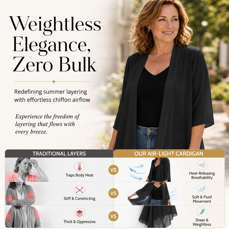 📢📢 Alle tragen es – noch nicht? Jetzt 50%!🌺Damen leichter Chiffon-Cardigan mit offener Vorderseite