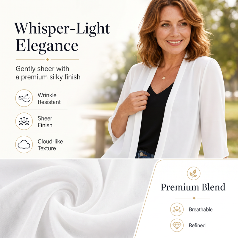 📢📢 Alle tragen es – noch nicht? Jetzt 50%!🌺Damen leichter Chiffon-Cardigan mit offener Vorderseite