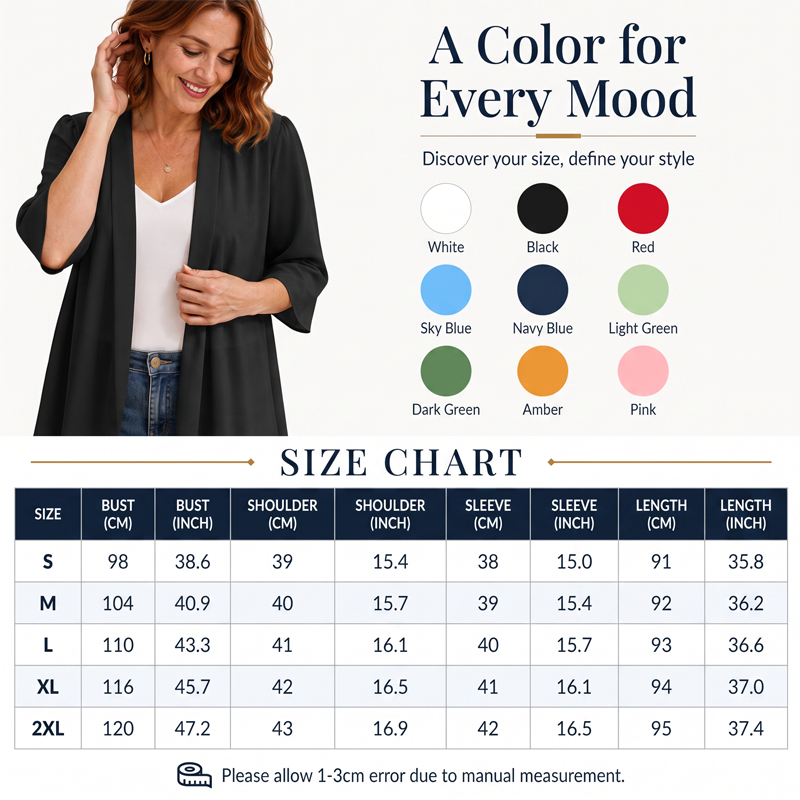 📢📢 Alle tragen es – noch nicht? Jetzt 50%!🌺Damen leichter Chiffon-Cardigan mit offener Vorderseite