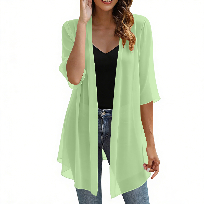 📢📢 Alle tragen es – noch nicht? Jetzt 50%!🌺Damen leichter Chiffon-Cardigan mit offener Vorderseite