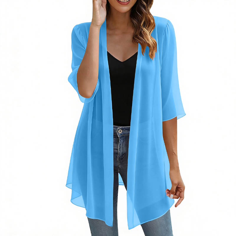 📢📢 Alle tragen es – noch nicht? Jetzt 50%!🌺Damen leichter Chiffon-Cardigan mit offener Vorderseite