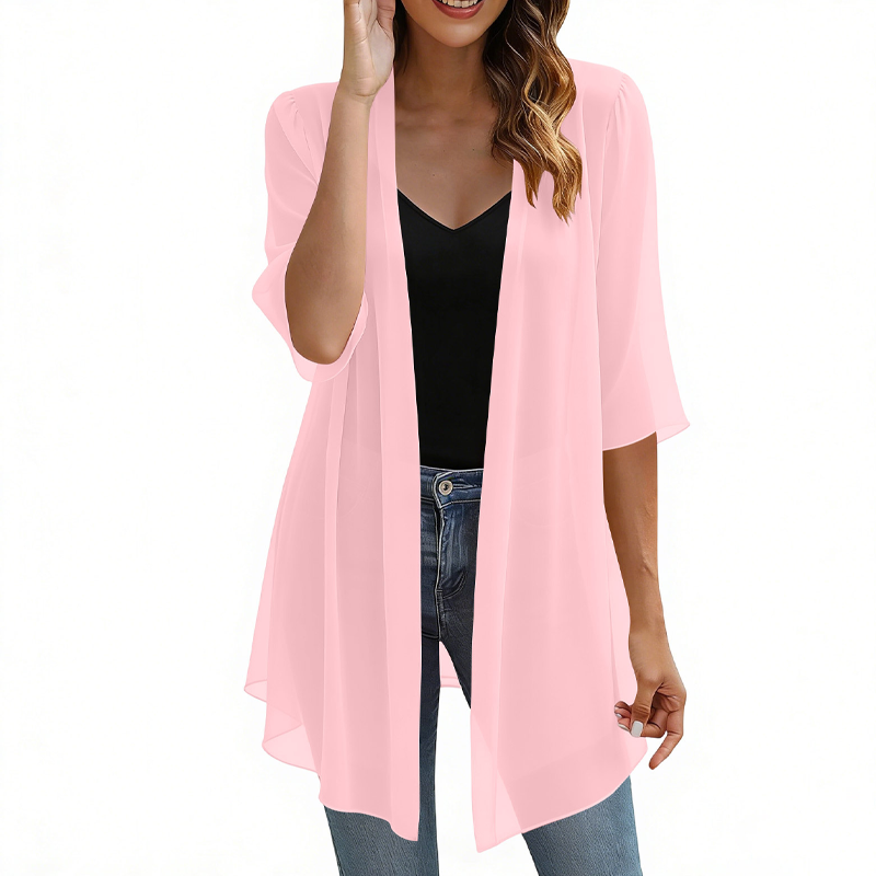 📢📢 Alle tragen es – noch nicht? Jetzt 50%!🌺Damen leichter Chiffon-Cardigan mit offener Vorderseite