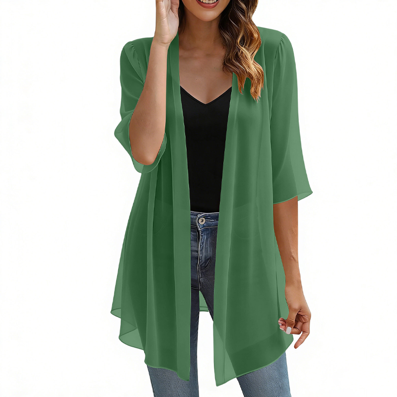 📢📢 Alle tragen es – noch nicht? Jetzt 50%!🌺Damen leichter Chiffon-Cardigan mit offener Vorderseite