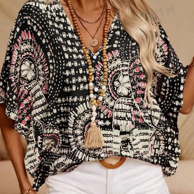 🌺 Neuheiten – V-Ausschnitt-Top mit Blumenprint – leicht und luftig für den Urlaub 🌿