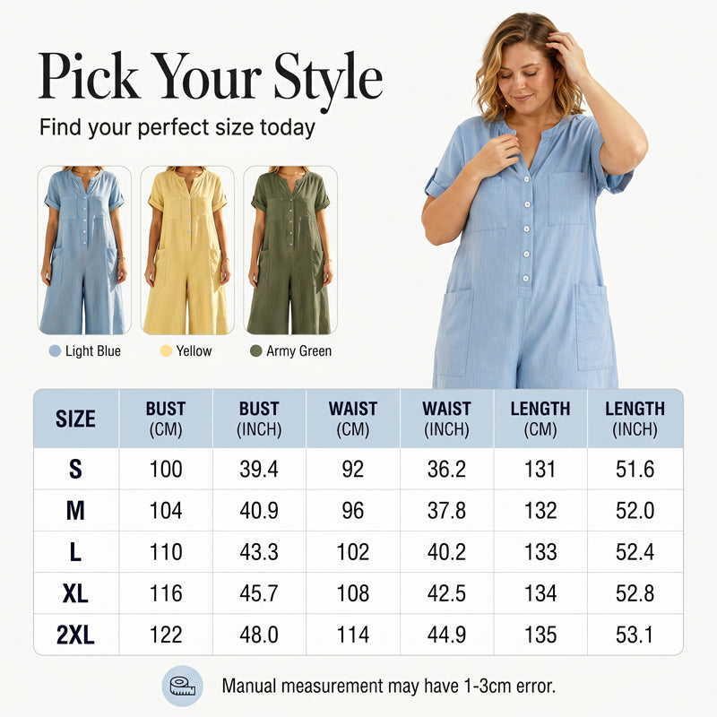 🚀 Neu eingetroffen – 50% Probierpreis! Lässiger Jumpsuit mit kurzen Ärmeln und weiten Hosenbeinen für Damen